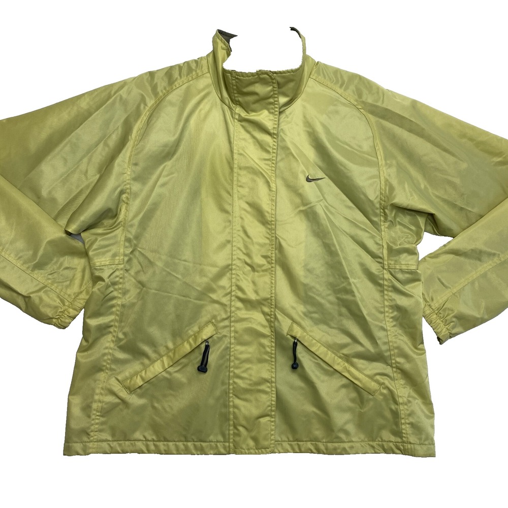 VINTAGE Nike Jacket Womens Large Green Track Full Zip Windbreaker 90s Lined